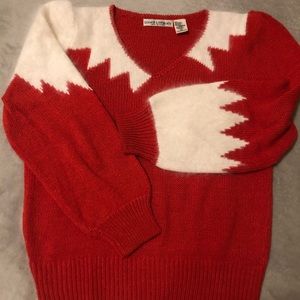 Red Angora Trim Sweater